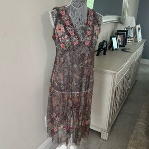 Johnny Was Floral Embroidered Dress - Multicolor